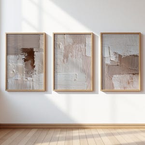 Soft Neutral Textured Triptych, Beige & White Minimal Plaster Set of 3 Posters, Contemporary Wall Art Prints, Calm Living Room Bedroom Decor