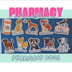 Pharmacy Stickers Funny, Pharmacy Tech Gift, Decal for Pharmacy Nursing Student, Water Resistant Holographic Sticker Set Or Individual