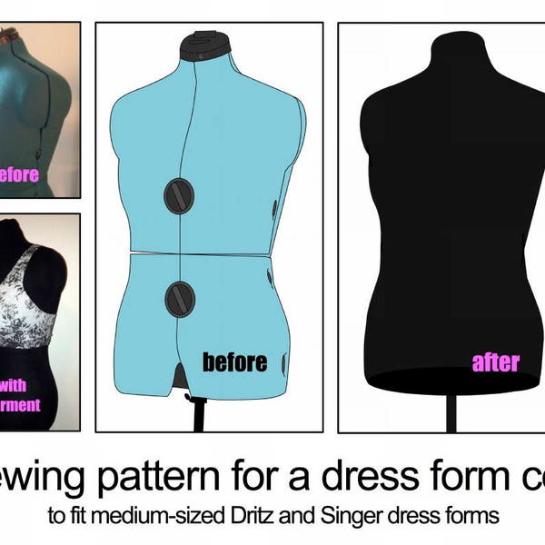 Dress form cover sewing pattern (fits Dritz and Singer). Digital pattern. Downloadable pdf