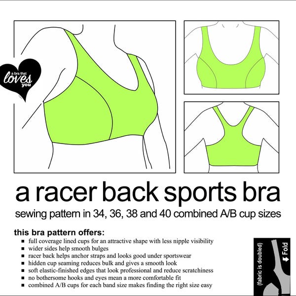 Sports Bra Sewing Pattern - All Sizes. One Price. Digital Download. PDF.