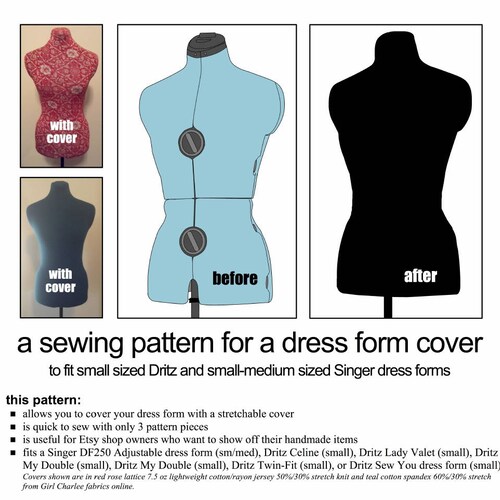 Small Dress Form Cover Sewing Pattern fits Dritz and Singer. - Etsy