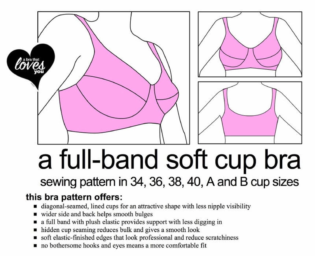 Soft Cup Full Band Bra / Bralette Sewing Pattern All Sizes. One Price.  Digital Download. PDF. -  Canada