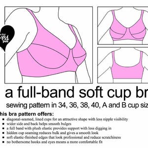 Soft Cup Full Band Bra / Bralette Sewing Pattern - All Sizes. One Price. Digital Download. PDF.