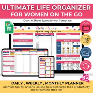 Ultimate Life Organizer: Daily, Weekly, Monthly Google Sheet Planner (Digital Download