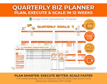 12 Week Year Goal Planner: Quarterly Business Google Sheets Template