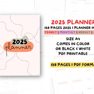 2025 Planner | Daily, Weekly & Monthly Organizer | Goal Setting, Productivity,  Time Management Journal | A4 Printable PDF | Digital Planner