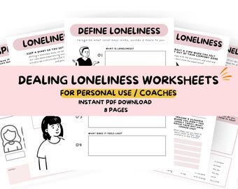 Dealing with Loneliness Worksheet | Mental Health Self-Reflection Journal | Printable Wellness Activity for Emotional Support