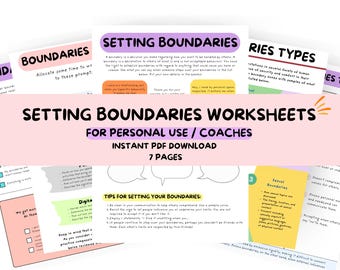 Setting Boundaries Workbook – Printable Self-Help Journal for Emotional, Physical & Relationship Boundaries , Digital PDF worksheets