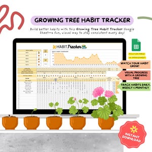Growing Tree Habit Tracker: Digital hälsoplanerare (nedladdningsbar mall för Google Sheets)