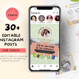 30+ Aesthetic Scrapbook Instagram Post Templates + Free Highlight Covers |Canva Templates for Coaches, Creators, Small Biz |Social Media Kit