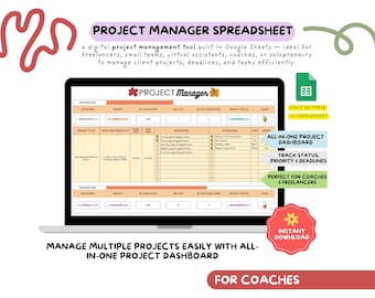 Project Manager Google Sheet: Task Tracker & Client Project Planner (Digital Download)