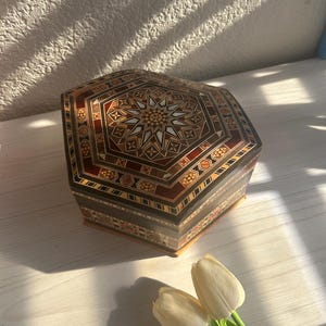 wooden mosaic box