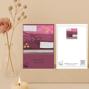 Tarjeta de afirmación: tarjeta artística A6 con frase: amor propio, atención plena, regalo para mujeres.
