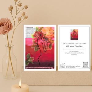 Tarjeta de afirmación «Estoy conectada»: tarjeta artística A6 con mensaje, amor propio, atención plena, regalo para mujeres.