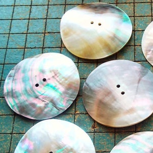 4 Big Mother of Pearl buttons, extra large 2 inch, 5cm, Natural shell buttons, 50mm, 2 hole, nacre buttons, sewing, crafting