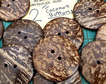 60 count,  extra large coconut shell buttons, 2 inch, 50mm ,XXL coconut buttons, sewing, crafting