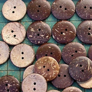 100 Coconut Buttons, 25mm, 1 inch, aloha shirt buttons, sewing, crafts, scrapbook