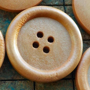 30 Wood Buttons, light orange coffee brown color finish,  25mm, about  1&quot;, natural wood buttons, sewing, crafts, scrapbook