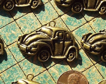 VW bug metal charms, 4 count, hot rod, rat rod jewelry