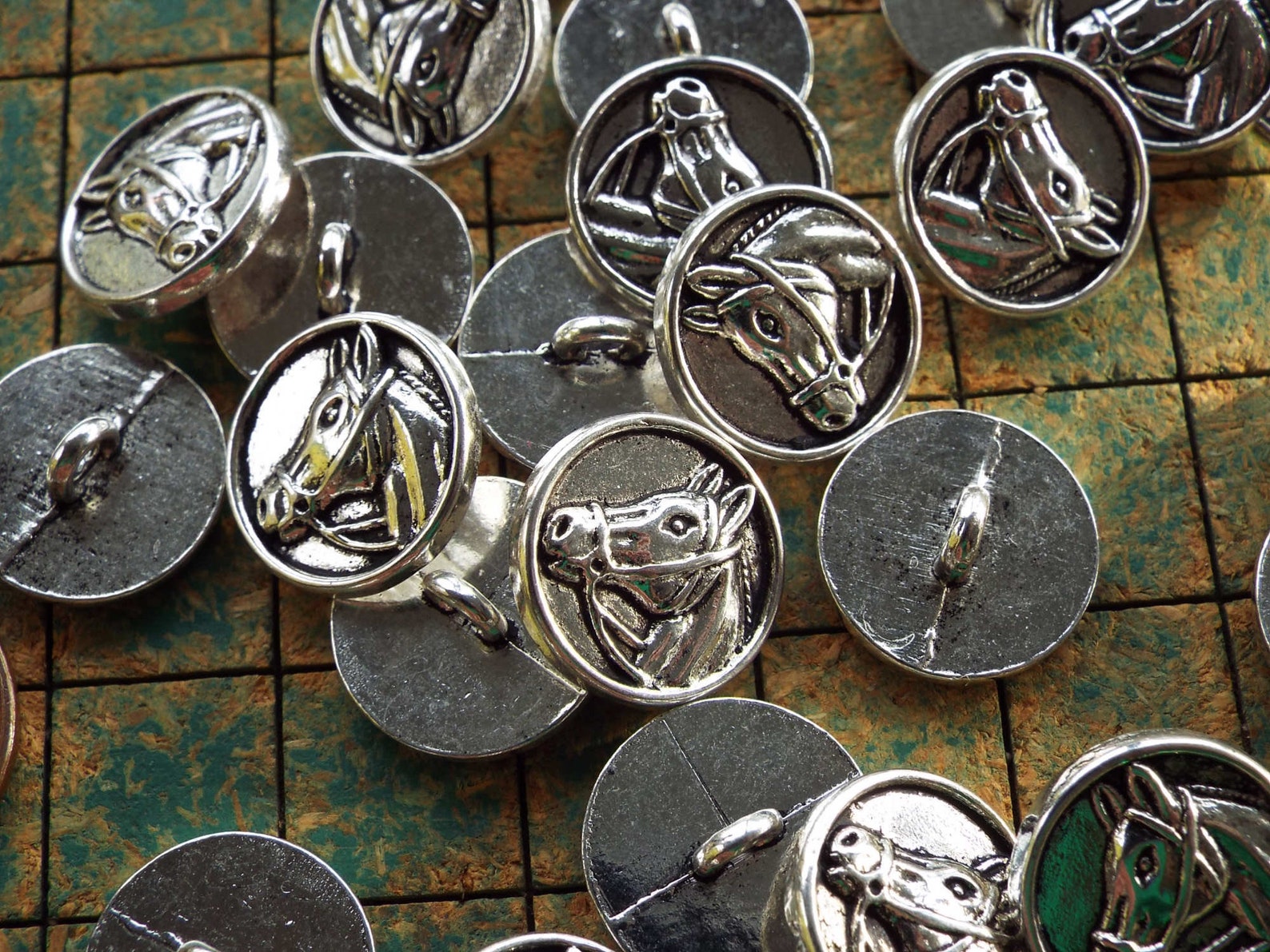 Horse Head Buttons 15 Count Horse in Bridle Silver Tone Etsy