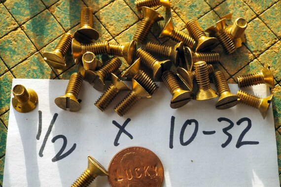 10-32 x 1-3/4 Round Head Machine Screws Solid Brass Slotted Drive Qty