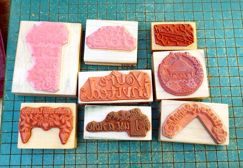 Rubber Ink Stamps 8 Count Destash Wood Block Mounted Craft Etsy