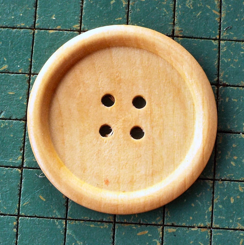 8 Extra Large Wood Buttons, natural wood finish, light blond large 2 inch natural wood buttons image 1