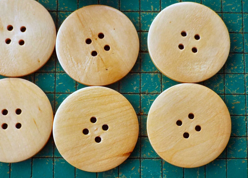 8 Extra Large Wood Buttons, natural wood finish, light blond large 2 inch natural wood buttons image 3