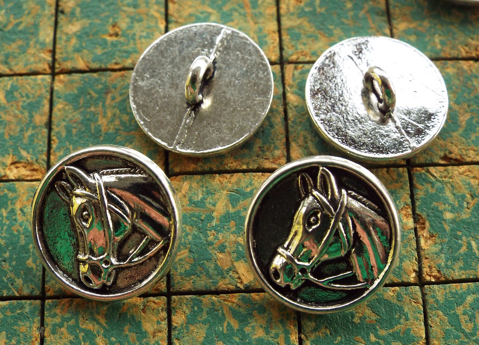 Horse Head Buttons 15 Count Horse in Bridle Silver Tone Etsy
