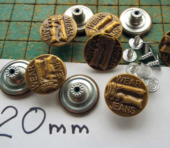 10 Pcs 20mm Vintage Buttons Replacement Tack Button for Jean Jacket Suspenders 2#