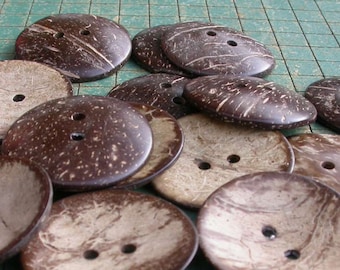 10 extra large coconut shell buttons,  1 3/4 inch, coconut buttons, sewing supply, crafts,