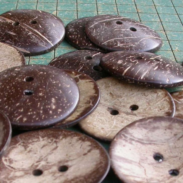 10 extra large coconut shell buttons,  1 3/4 inch, coconut buttons, sewing supply, crafts,