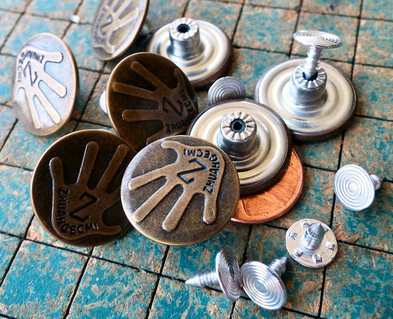 10 Pcs 20mm Vintage Buttons Replacement Tack Button for Jean Jacket Suspenders 2#