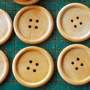 8 Extra Large Wood Buttons, natural wood finish, light blond large 2 inch natural wood buttons image 4