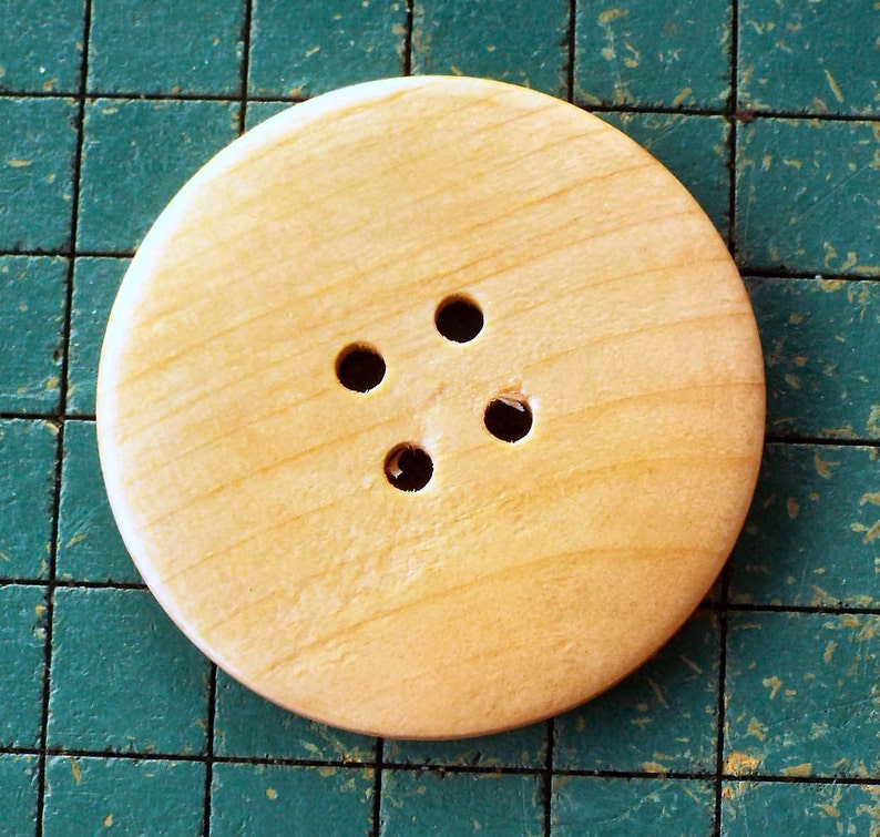 8 Extra Large Wood Buttons, natural wood finish, light blond large 2 inch natural wood buttons image 2