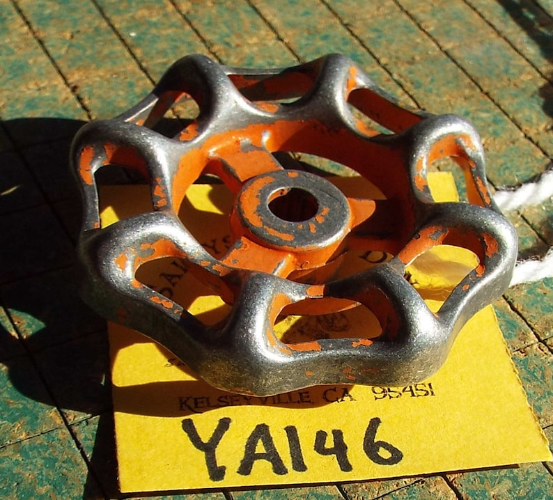 Indistrial Cast Iron Valve Handle Orange drawer pull knob