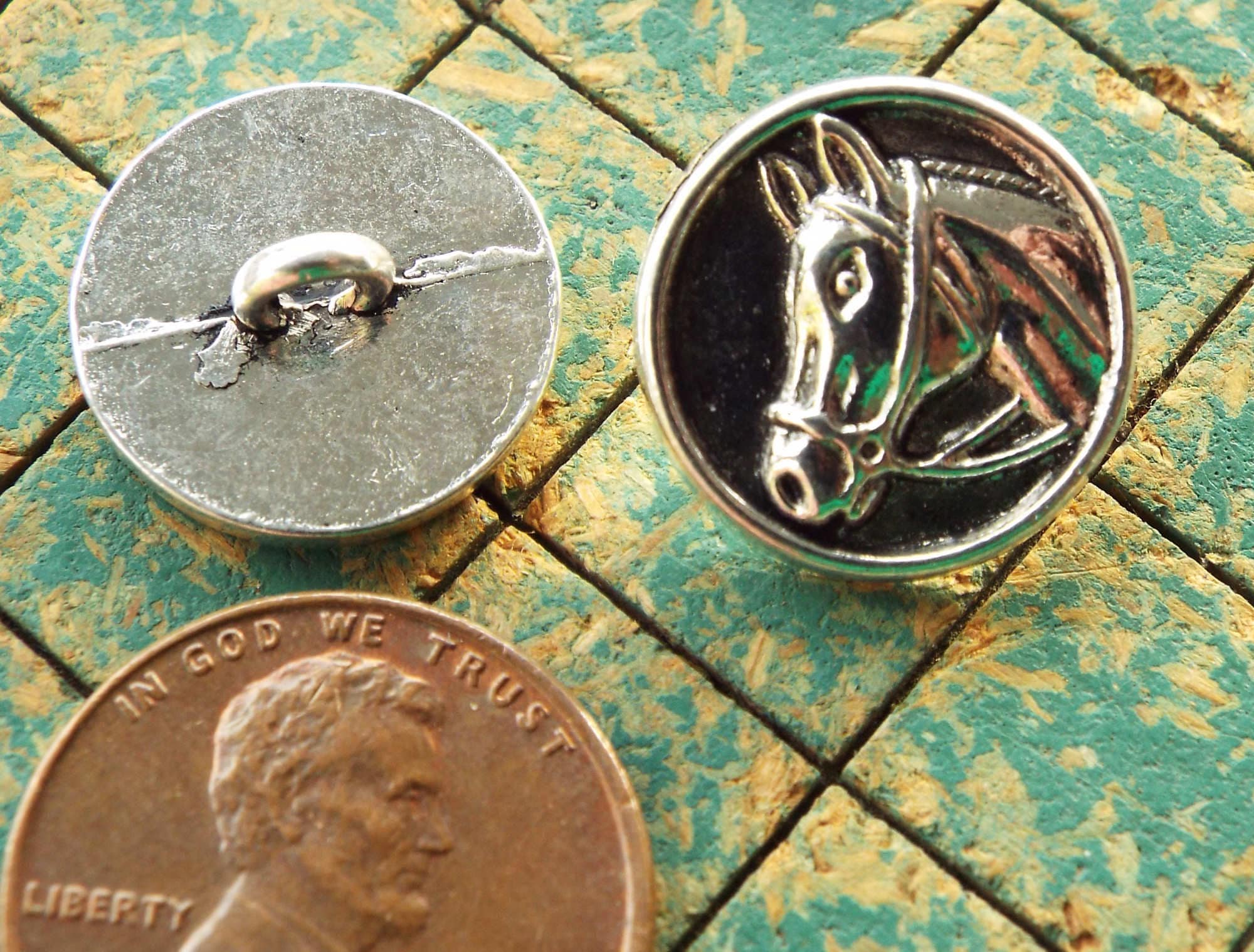 Horse Head Buttons 15 Count Horse in Bridle Silver Tone Etsy