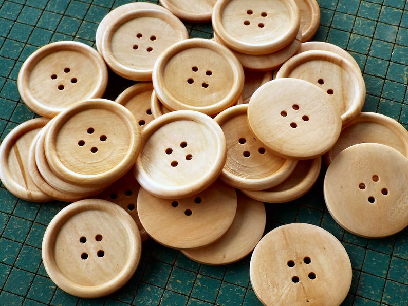 8 Extra Large Wood Buttons, natural wood finish, light blond large 2 inch natural wood buttons image 5