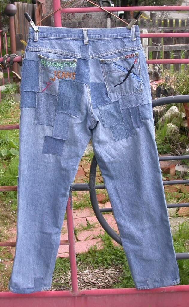 Denim Jeans Patched Embroidered upcycled Sasson Dragon | Etsy