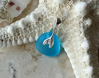 Sea Glass Mermaid Pendent Necklace | Sterling Silver Sea Glass Jewelry | Hawaiian Necklace | Mermaid Jewelry | Gift idea for her