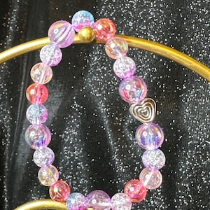 Kids Pink & Purple Crackle Bracelet