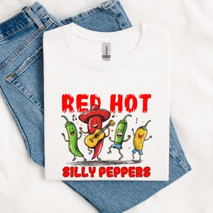 Red Hot Peppers Unisex Tee Shirt, Graphic T-Shirt, Silly Pepper Print, Spicy Food Lover Gift, Red Chili Pepper Top, Funny Foodie Shirt