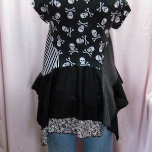Skull Tunic Sale Pricedup-cycled Cute Black/white Sculls - Etsy