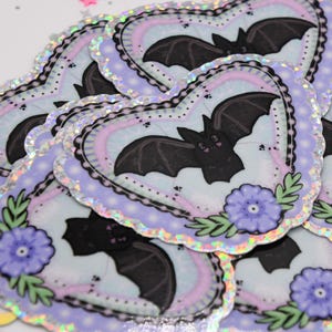 Bat Sticker Waterproof Vinyl Sticker, Creepy Cute Pastel Goth Decal, Weird Girl Accessory for Laptop, Water Bottle, or Notebook