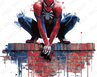 6 PNG Aquarell Superhelden: Splash Art & T-Shirt Designs (Digitaler Download)