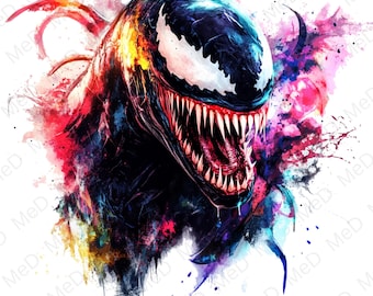 9 PNG Aquarell Superhelden: Splash Art & T-Shirt Designs (Digitaler Download)