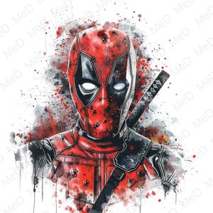 6 PNG  Superheroes, Watercolor and Splash styles, high resolution PNG files for t-shirts, posters, mugs and more, instant download