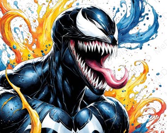 9 PNG Aquarell Superhelden: Splash Art & T-Shirt Designs (Digitaler Download)