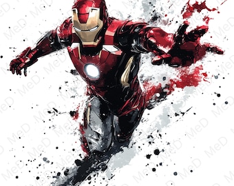 9 PNG Watercolor Superheroes: Splash Art & T-Shirt Designs (Digital Download)