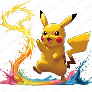 9 eroi dei cartoni animati PNG, stili acquerello e splash, file PNG ad alta risoluzione per magliette, poster, tazze e altro, download immediato